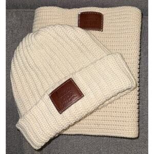 Love Your Melon Ivory Matching Beanie Hat And Infinity Scarf